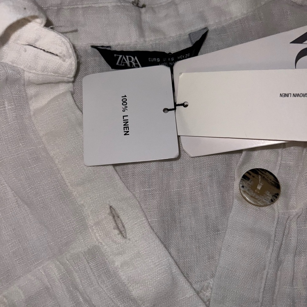 White Zara Linen Button Up Tank Top - Picture 4 of 4